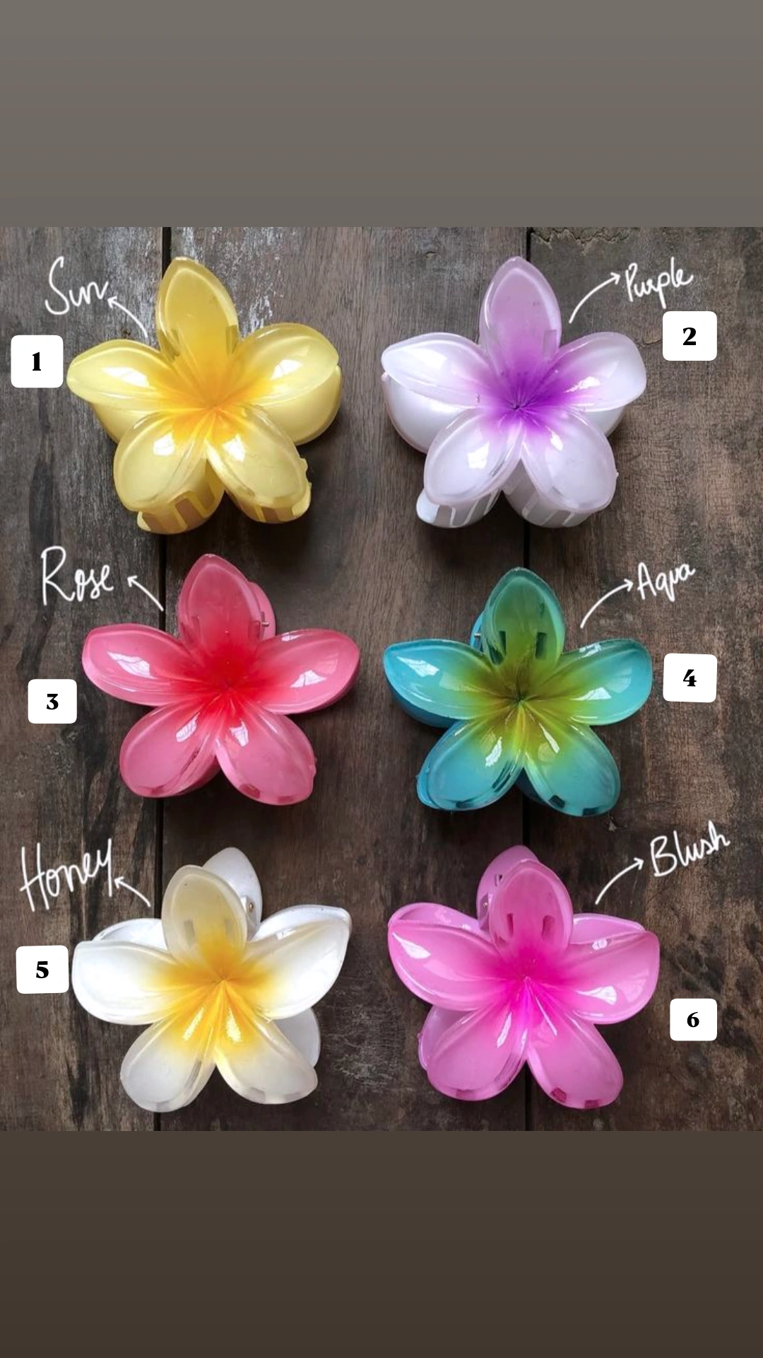 Glassy flower Claw clips