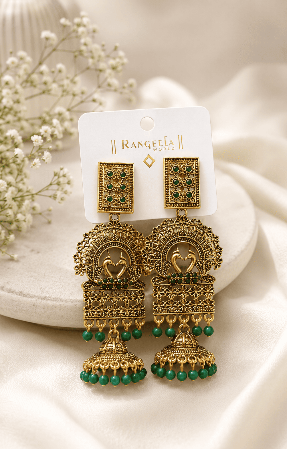 Premium jhumka with peacock design
