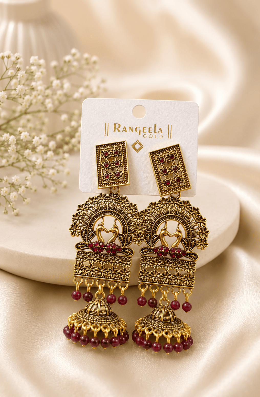 Premium jhumka with peacock design